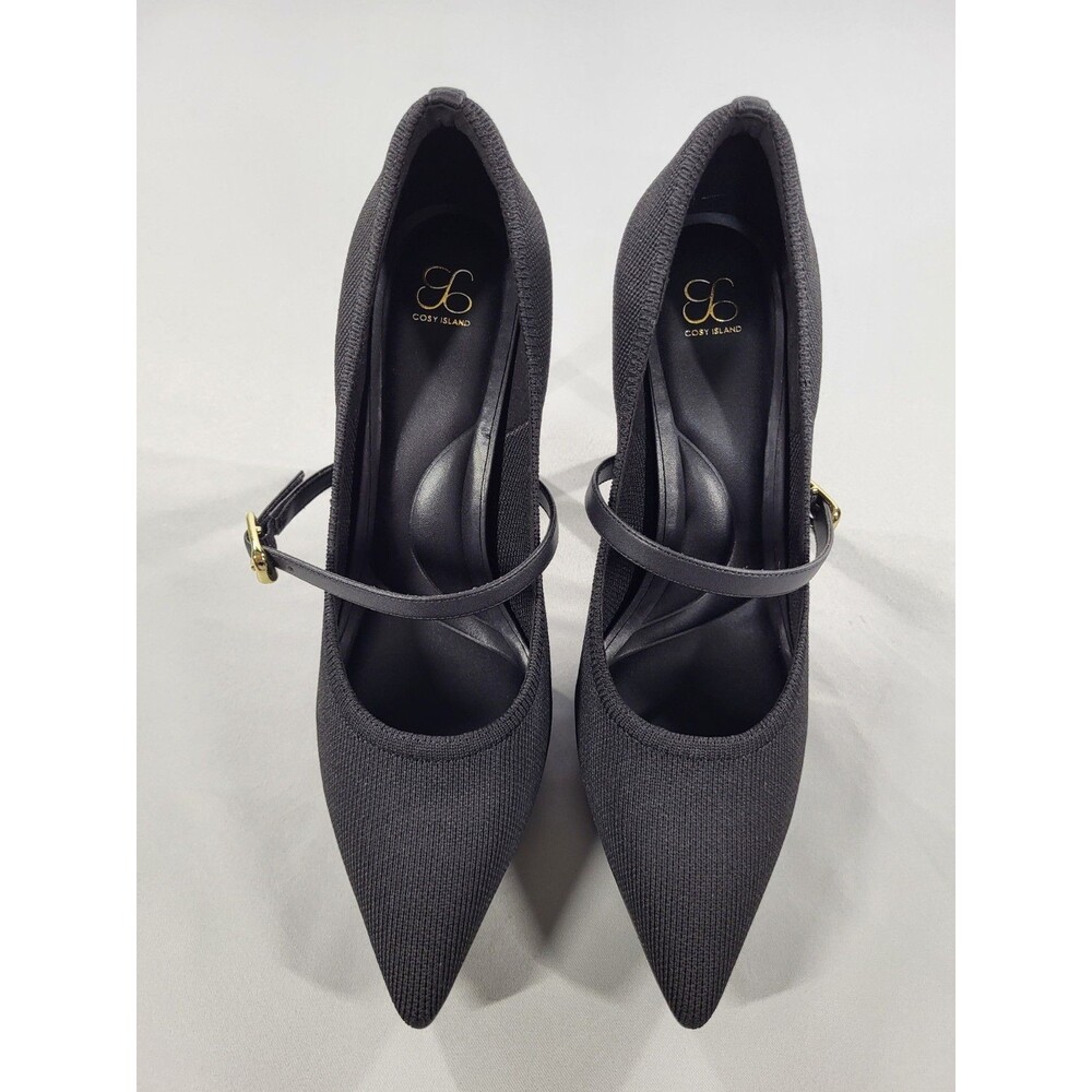 Cosy Island Black Ergonomic Heels - Comfort Knit Pumps SZ 10